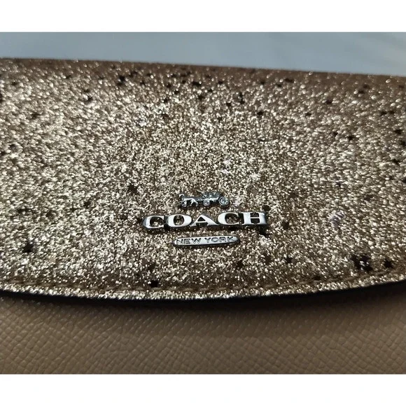 Coach Gold Leather Glitter Credit Card Bifold Wallet - Picture 2 of 16